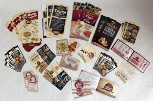 Cañas y Tapas flyers, cards and various promotional materials